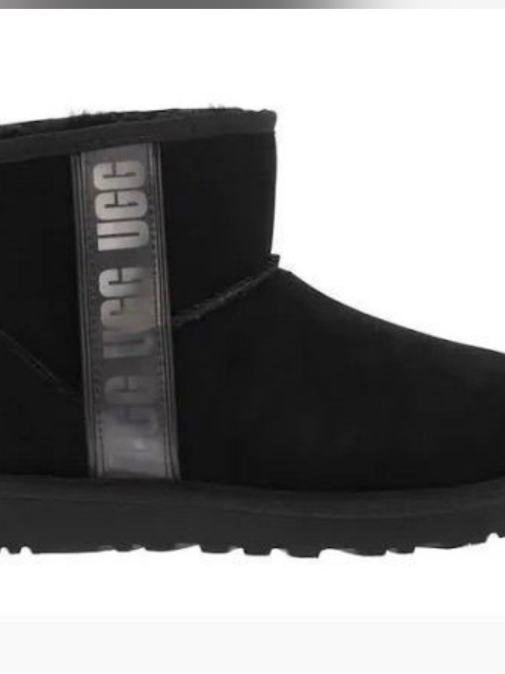 UGG Mini Suede Boot with Logo Backstrap - Black size 6 brand new